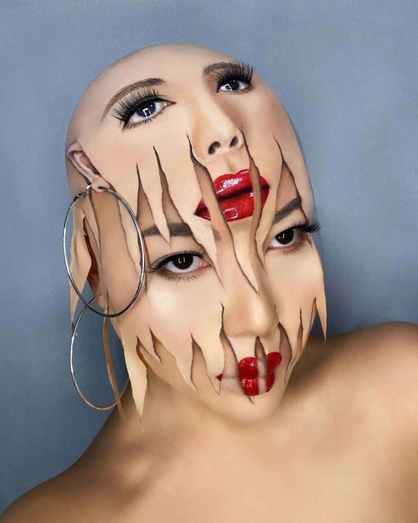 makeup artist created optical illusions